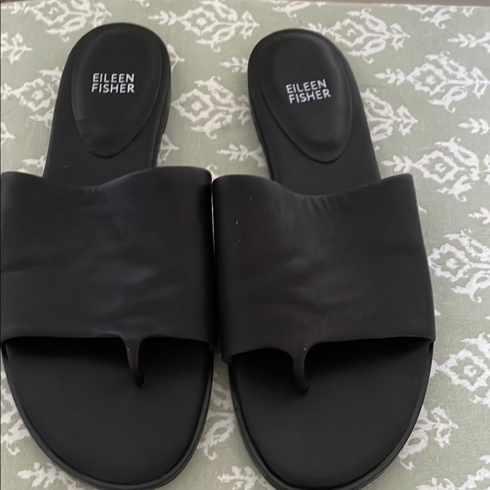 Eileen Fisher Black Slide Sandals, Size 10